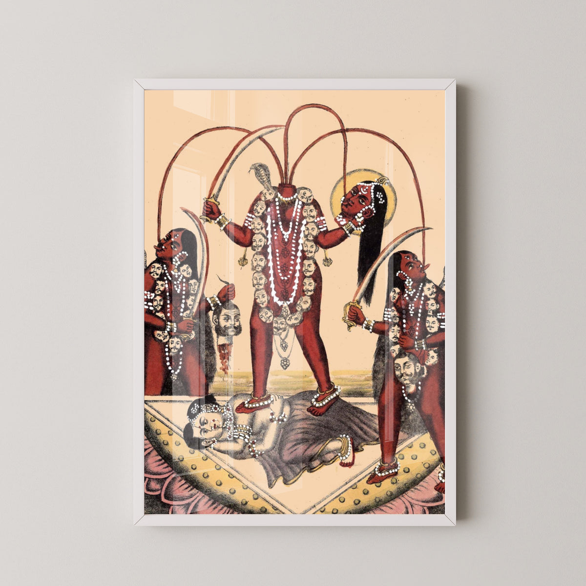 Chinnamastā Goddess Poster – Hindu Tantric Art – white frame mockup
