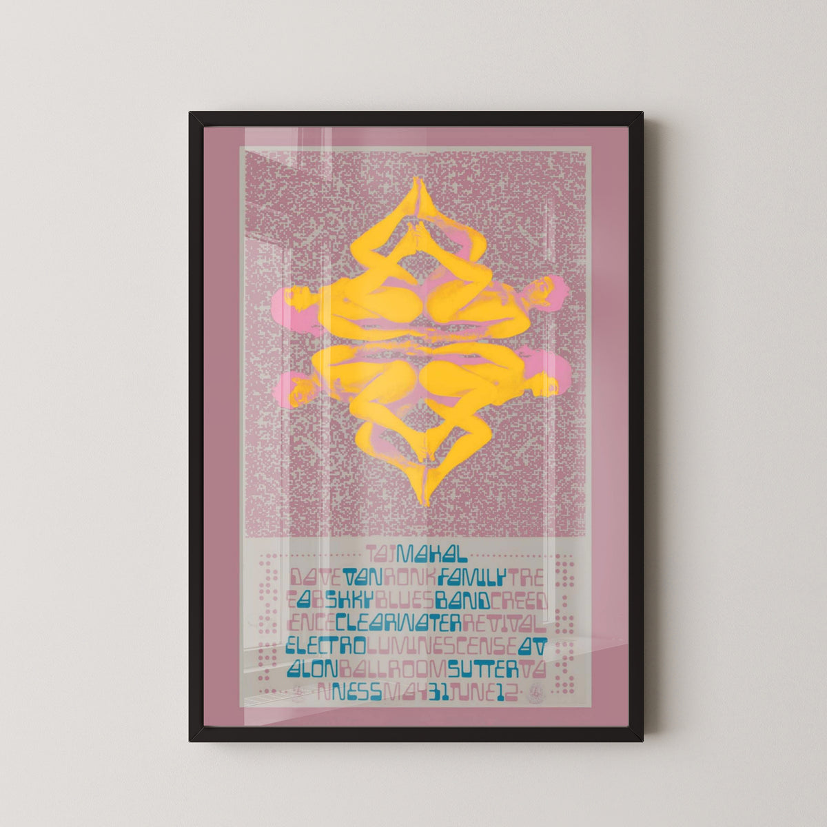 Creedence Clearwater Revival 1968 Concert Poster – black frame mockup