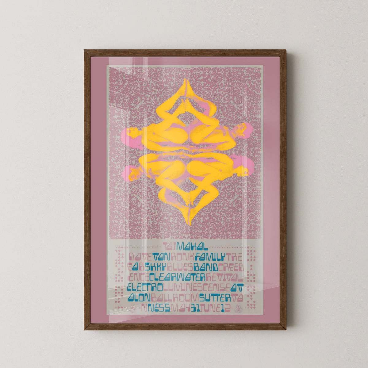 Creedence Clearwater Revival 1968 Concert Poster – dark wood frame mockup