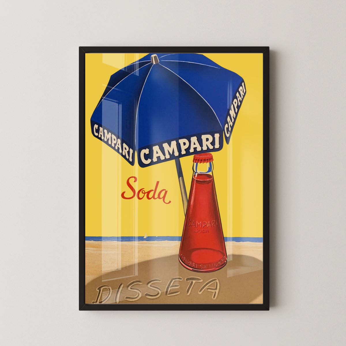Campari Soda Vintage Poster – Italian Aperitivo Art – black frame mockup