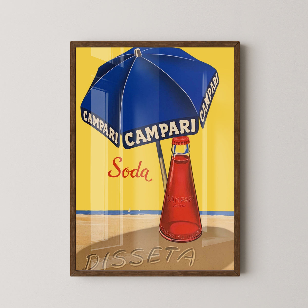 Campari Soda Vintage Poster – Italian Aperitivo Art – dark wood frame mockup