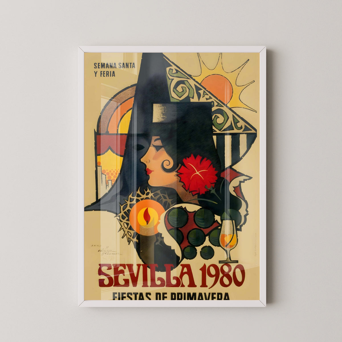Seville Semana Santa Vintage Poster – white frame mockup