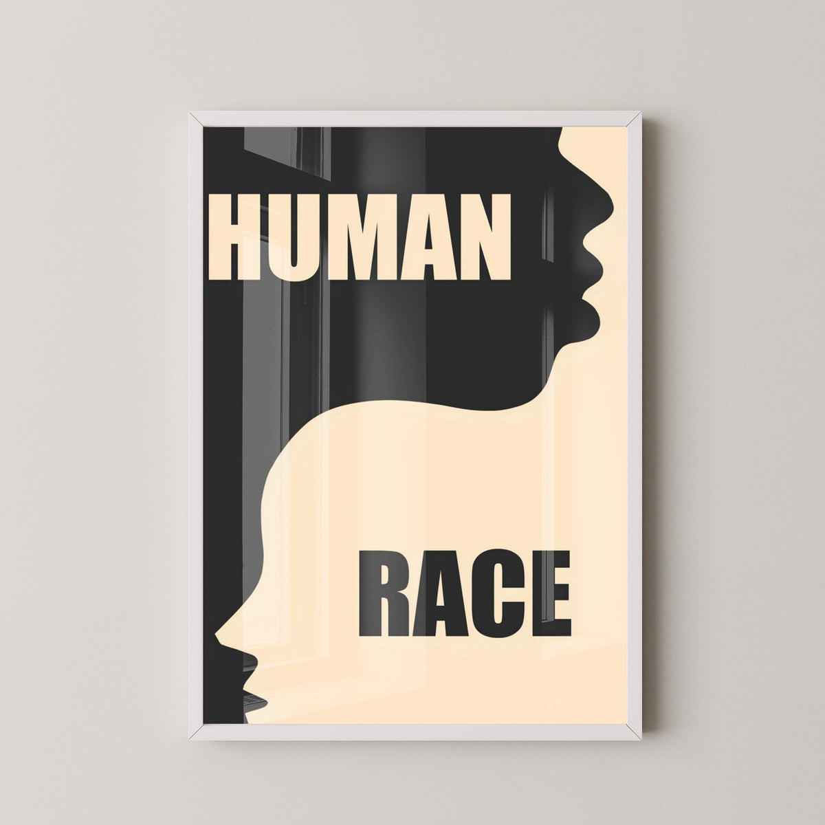 Human Race Yin Yang Symbol Poster – white frame mockup