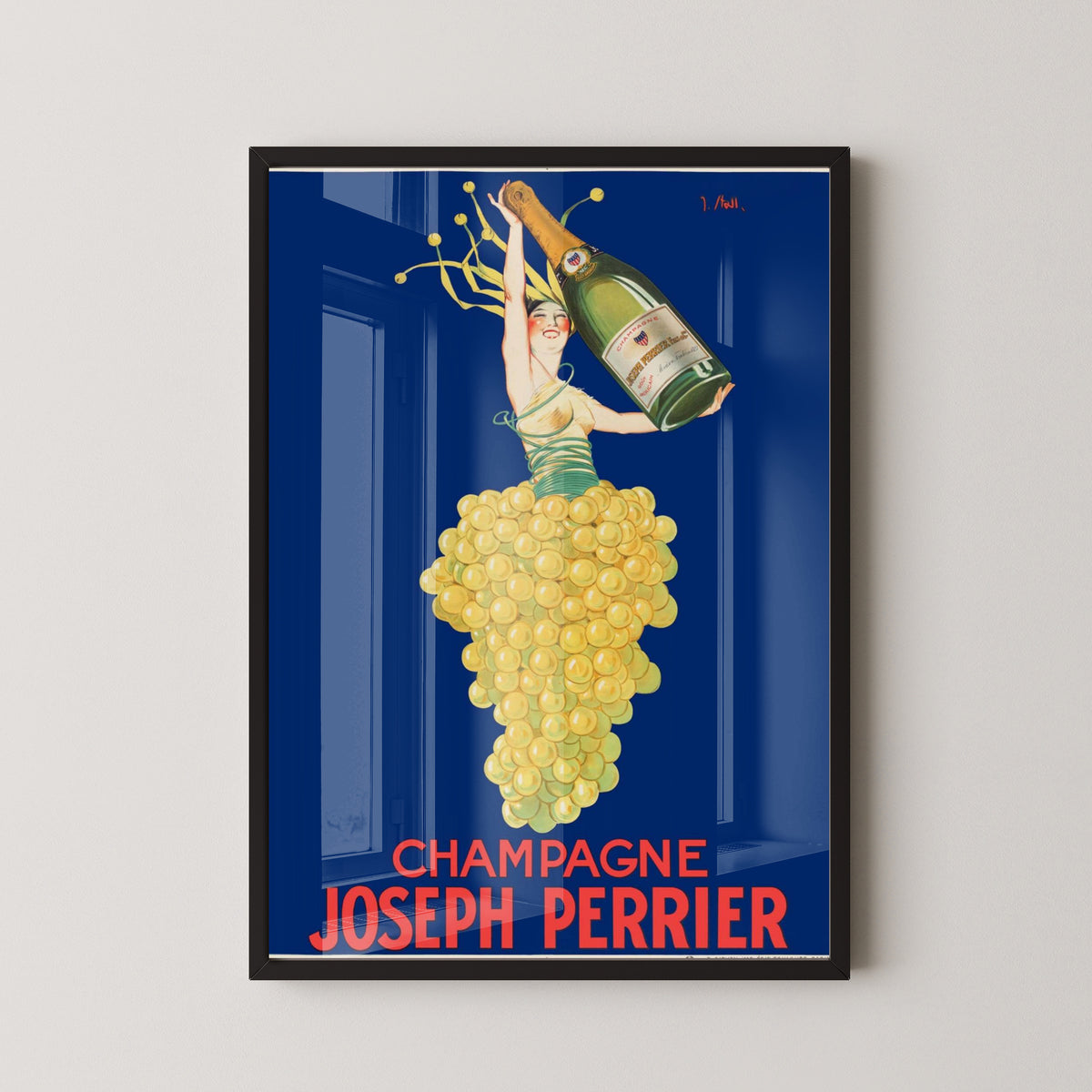 Joseph Perrier Champagne Poster | Vintage Bar Art – black frame mockup