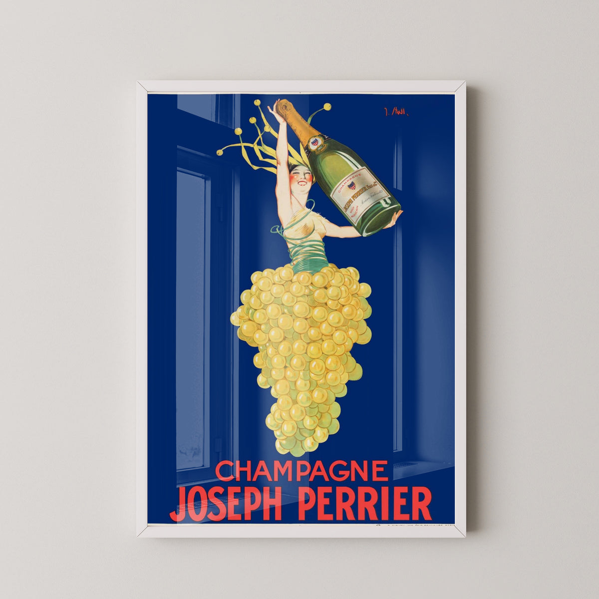 Joseph Perrier Champagne Poster | Vintage Bar Art – white frame mockup