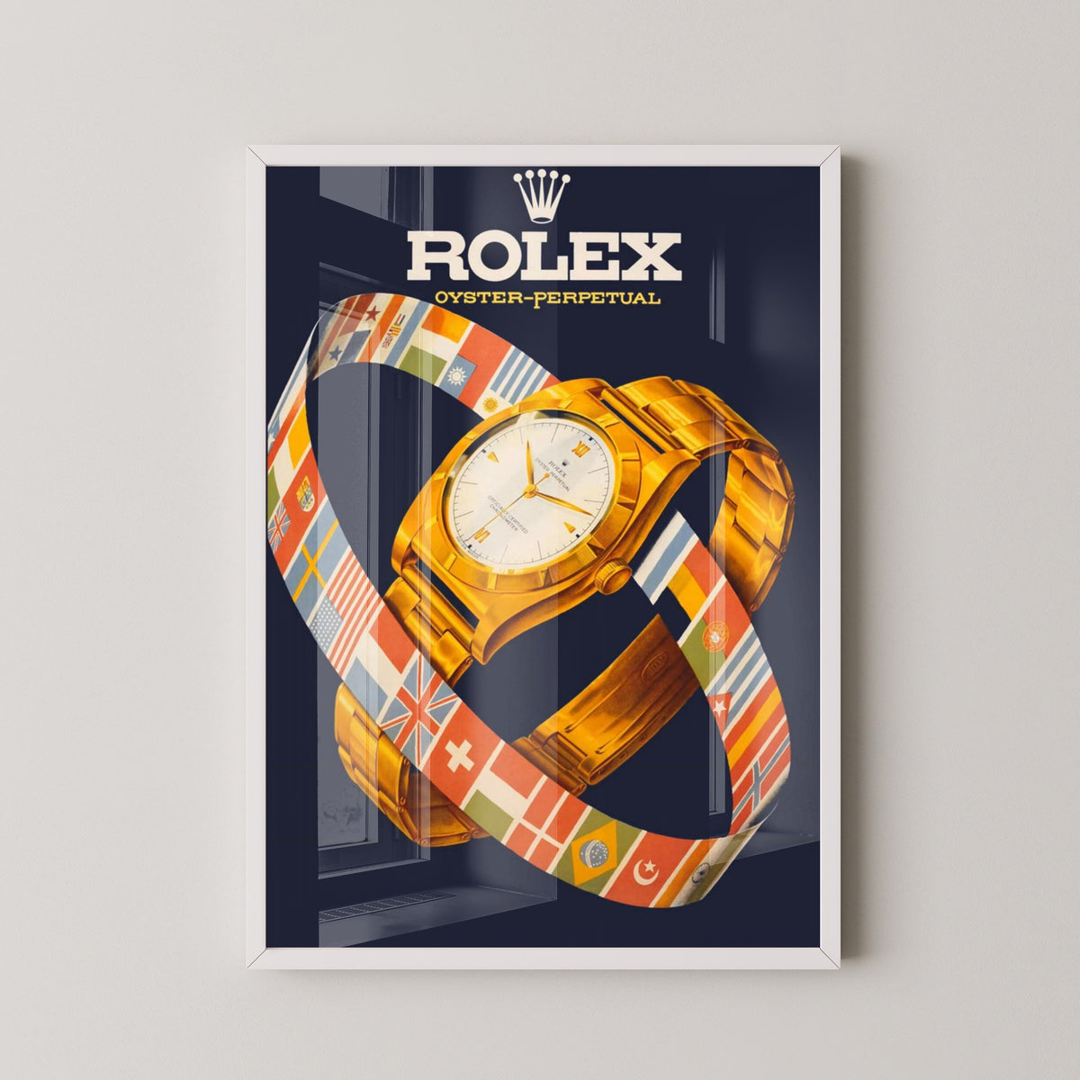 Rolex Oyster Perpetual Poster – Vintage Watch Art – white frame mockup