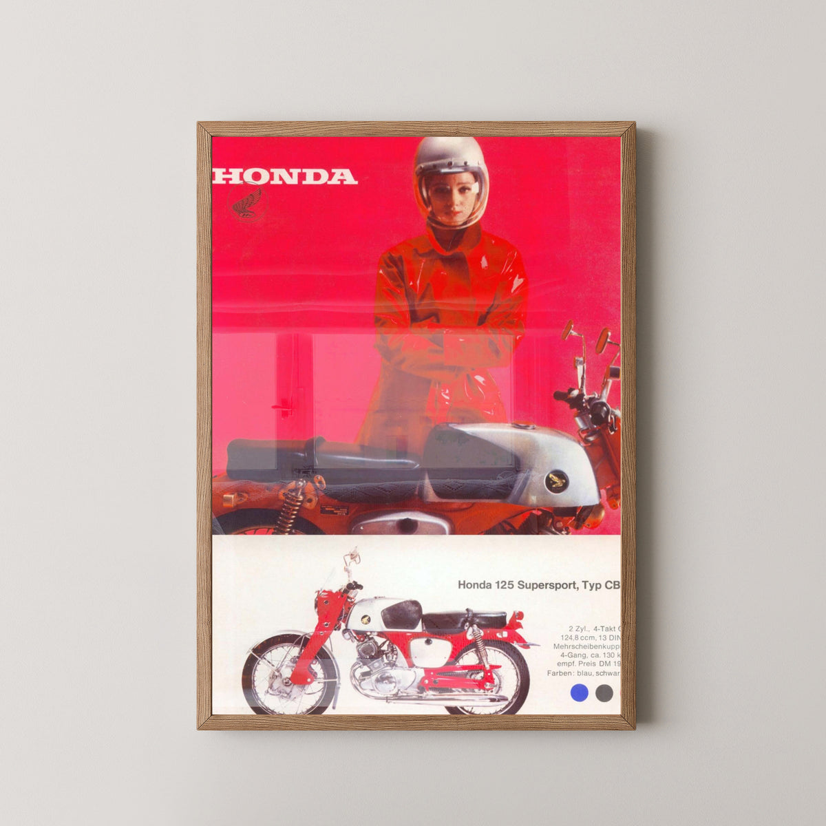 Honda CB92 Benly Super Sport Poster – light wood frame mockup