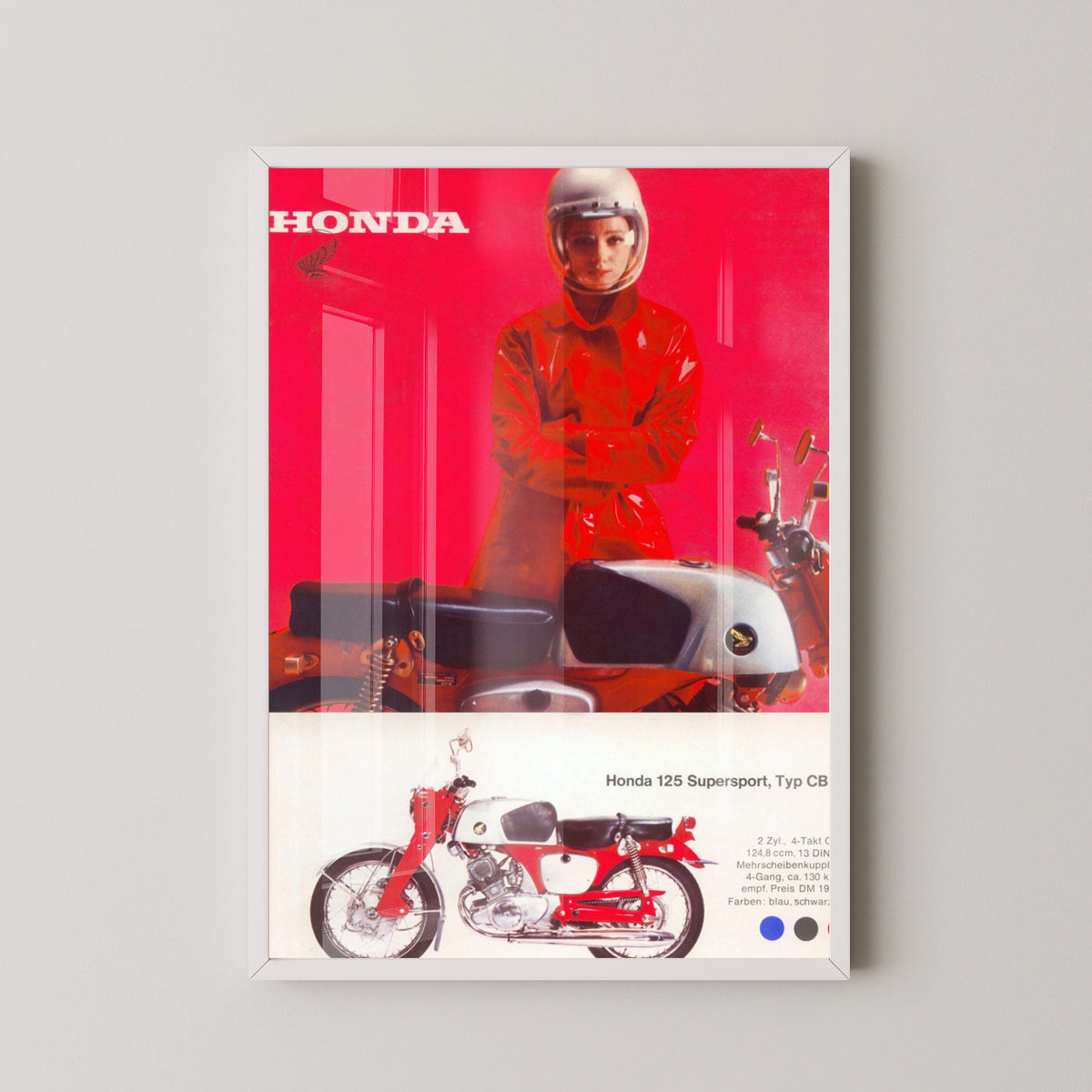 Honda CB92 Benly Super Sport Poster – white frame mockup