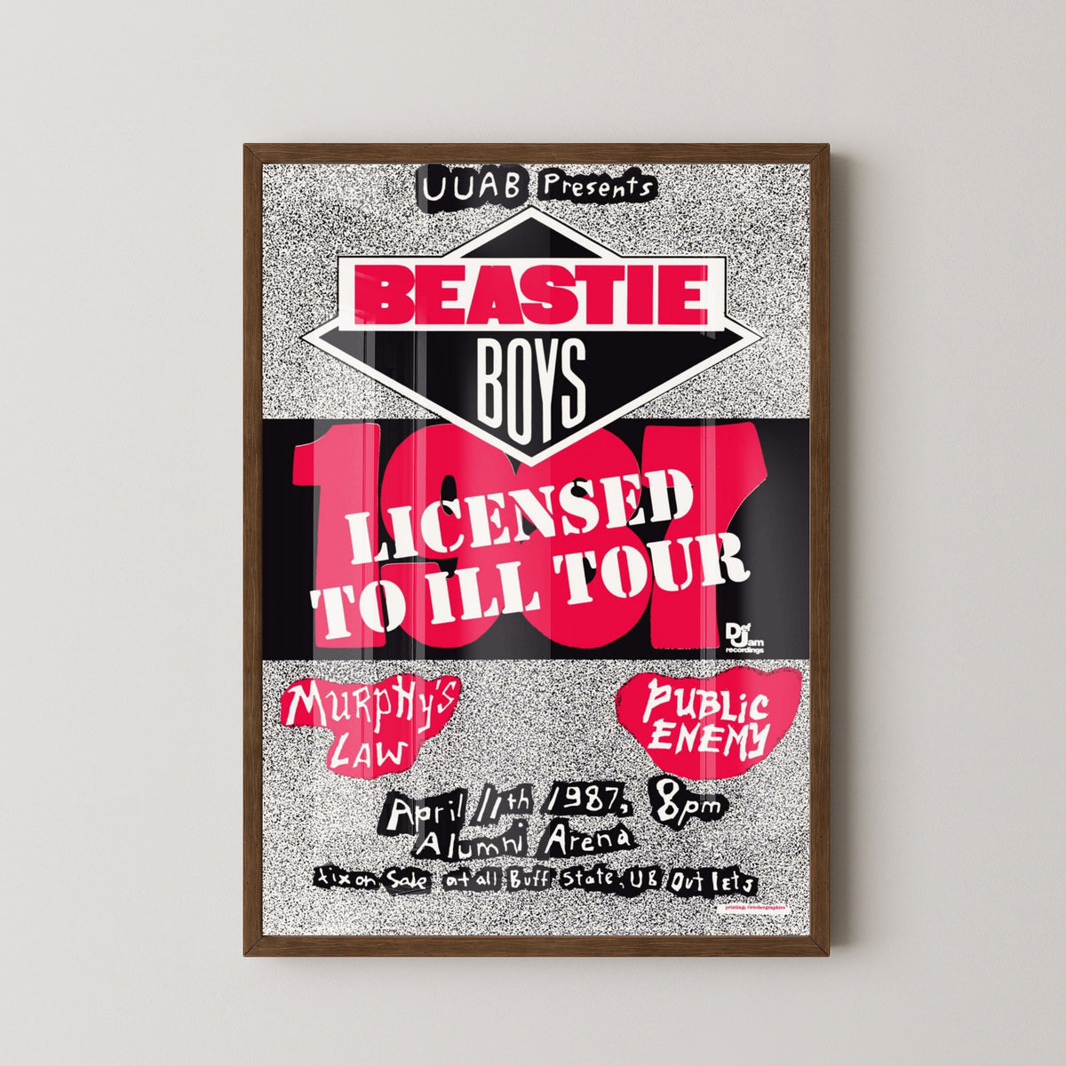 Beastie Boys Vintage Concert Poster – Hip-Hop Print – dark wood frame mockup