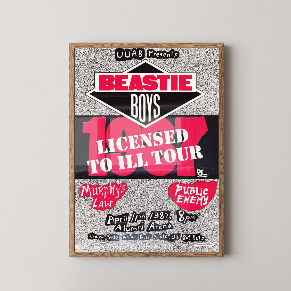 Beastie Boys Vintage Concert Poster – Hip-Hop Print – light wood frame mockup