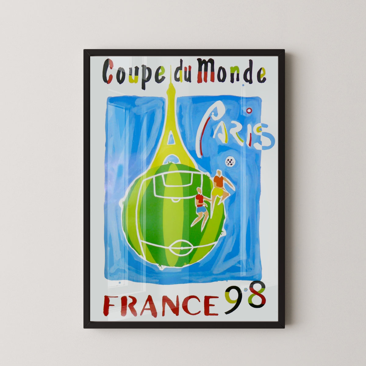 France 1998 World Cup Victory Poster – Soccer Art – black frame mockup