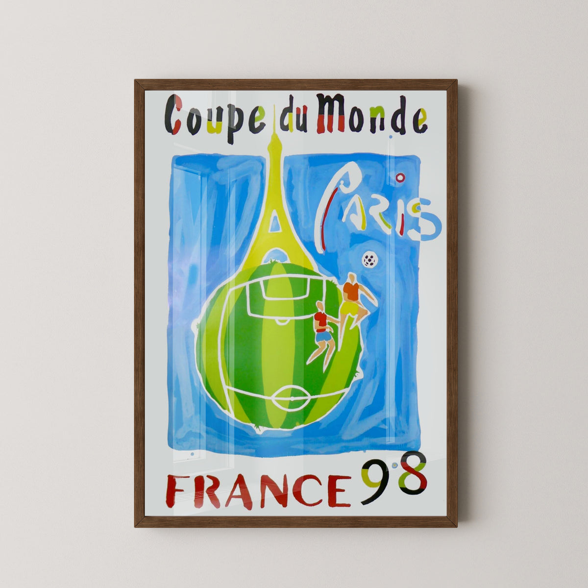 France 1998 World Cup Victory Poster – Soccer Art – dark wood frame mockup