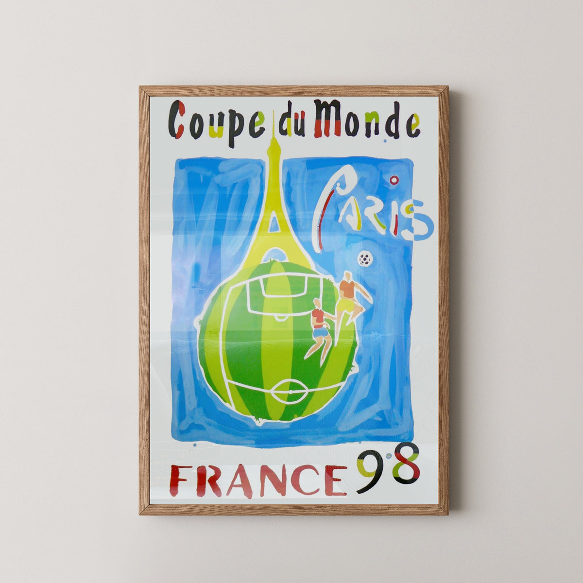 France 1998 World Cup Victory Poster – Soccer Art – light wood frame mockup