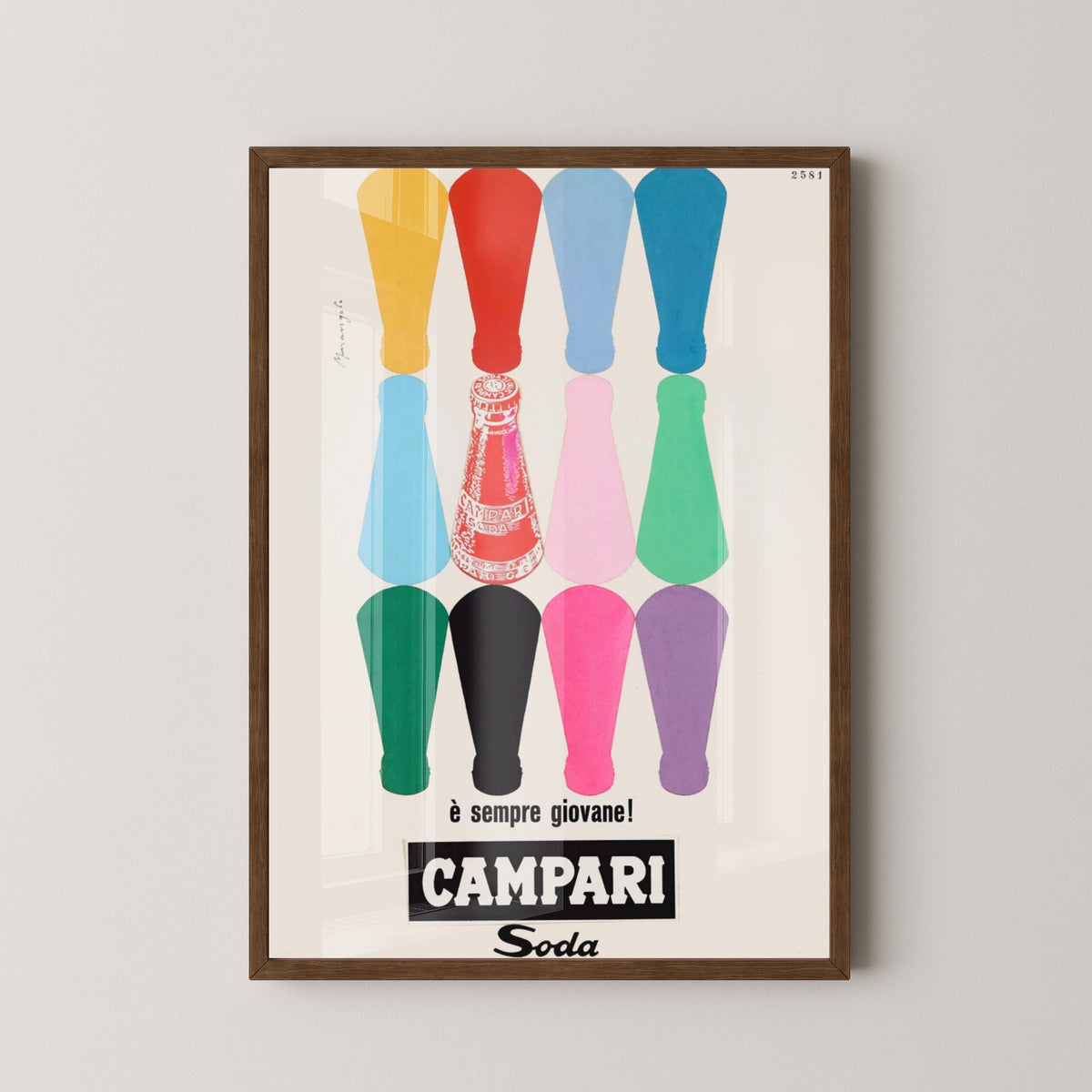 Campari Liqueur Poster – Stylish Italian Bar Art – dark wood frame mockup