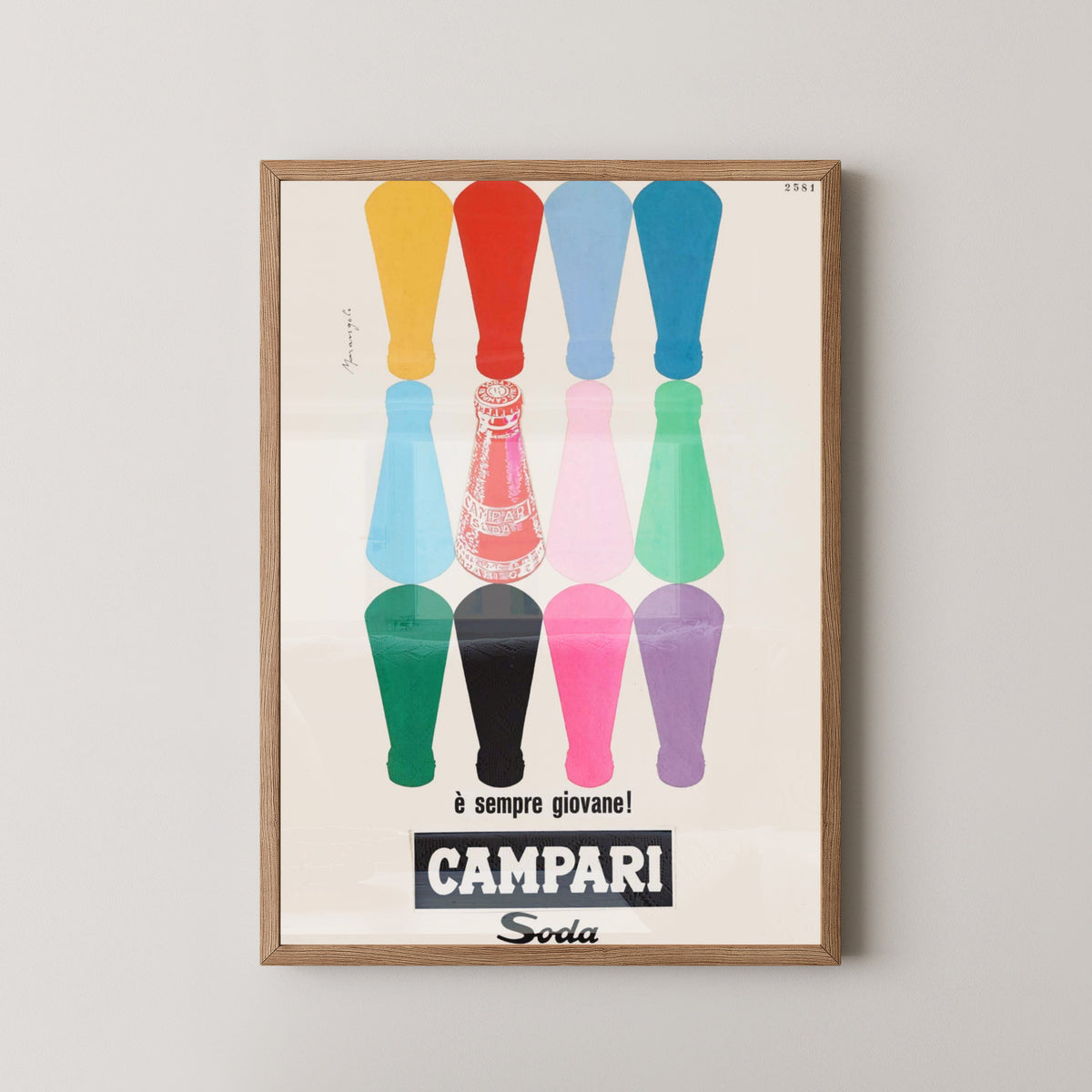 Campari Liqueur Poster – Stylish Italian Bar Art – light wood frame mockup