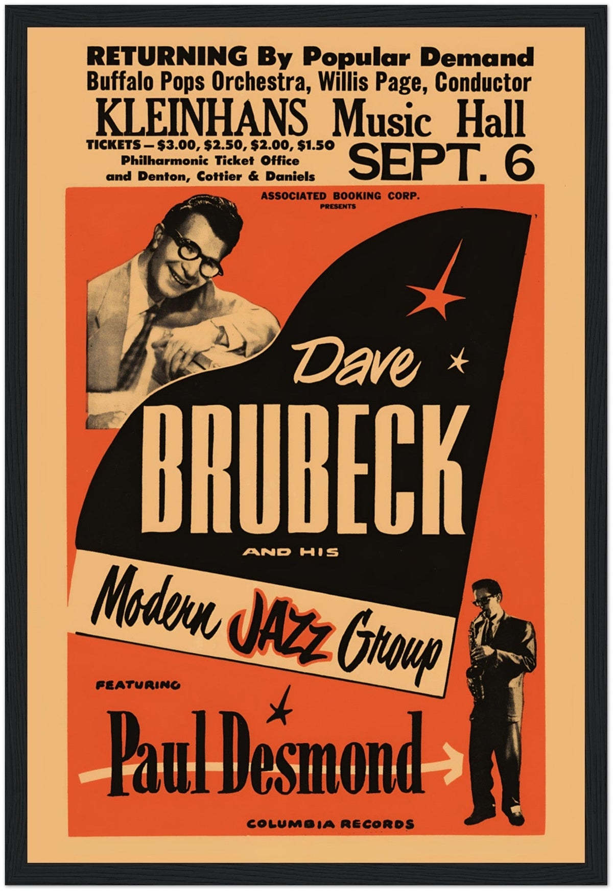 Dave Brubeck Vintage Poster – Cool Jazz Music Art – black frame mockup