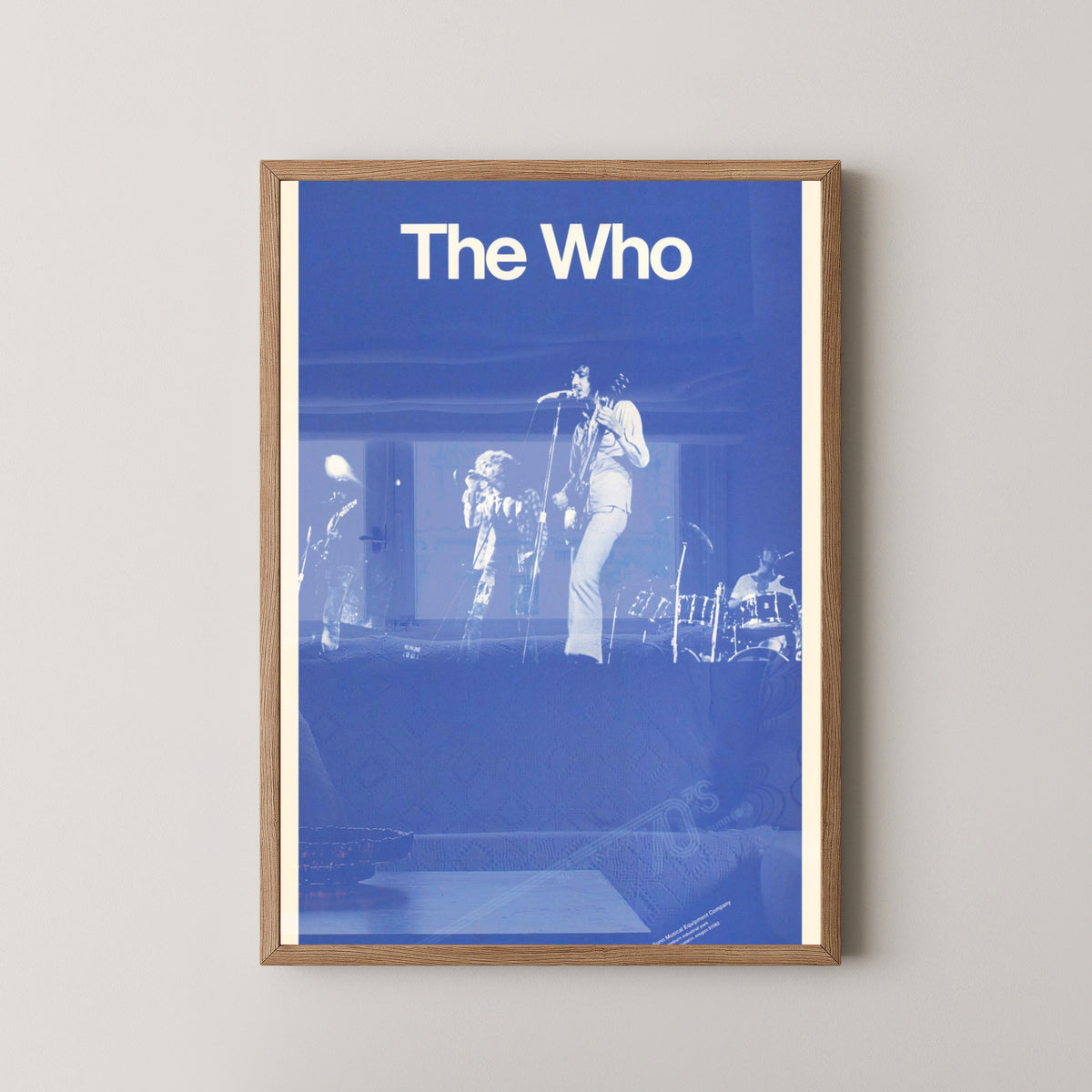 The Who Concert Poster – Vintage British Rock Art – light wood frame mockup