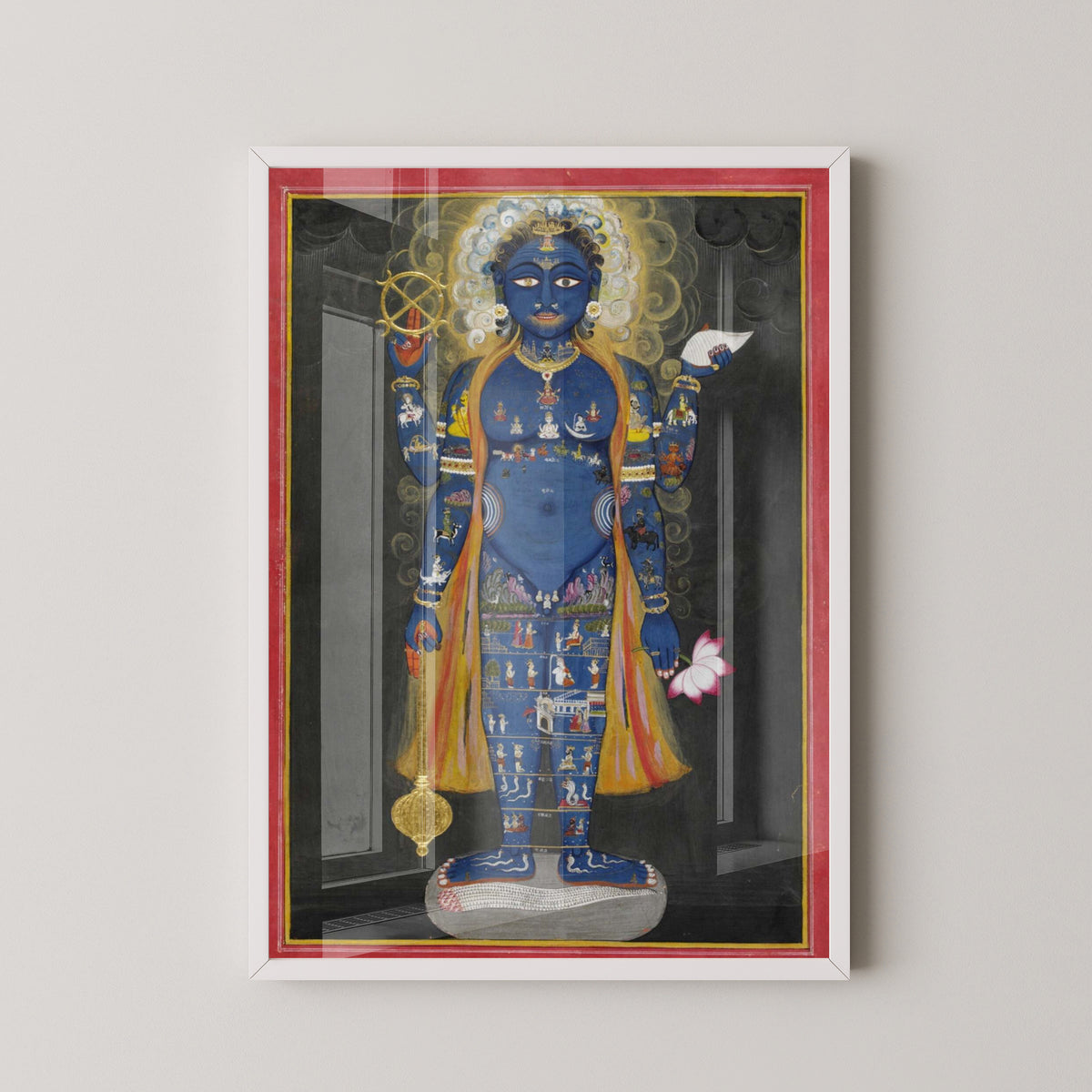 Vishnu Vishvarupa Poster – Hindu Universal Form Art – white frame mockup