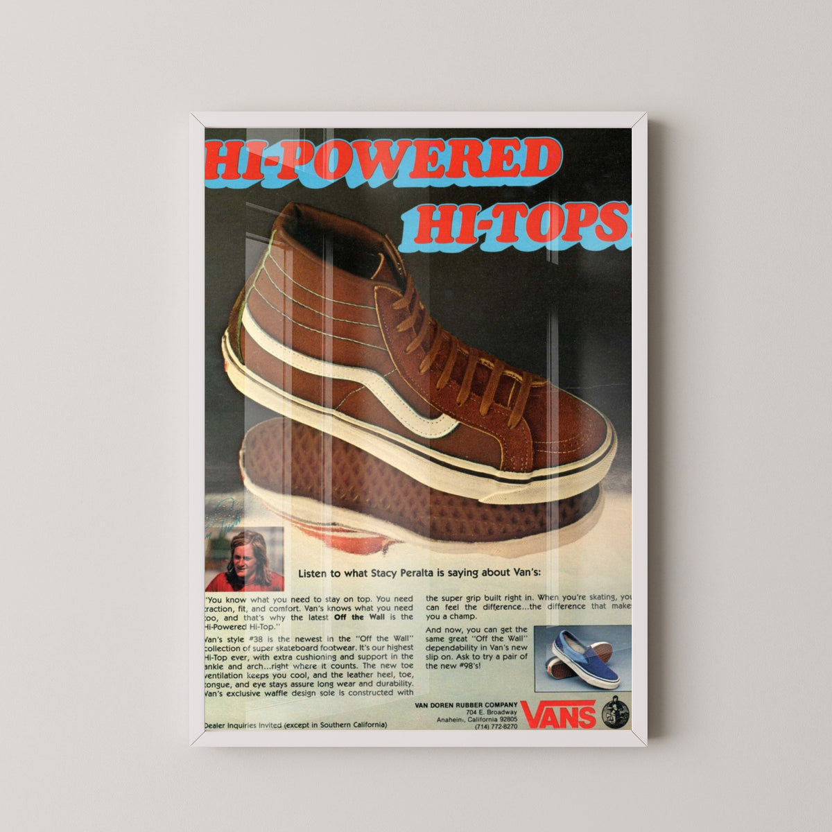 Vans Vintage Advertisement Poster – Skate & Sneaker Art – white frame mockup