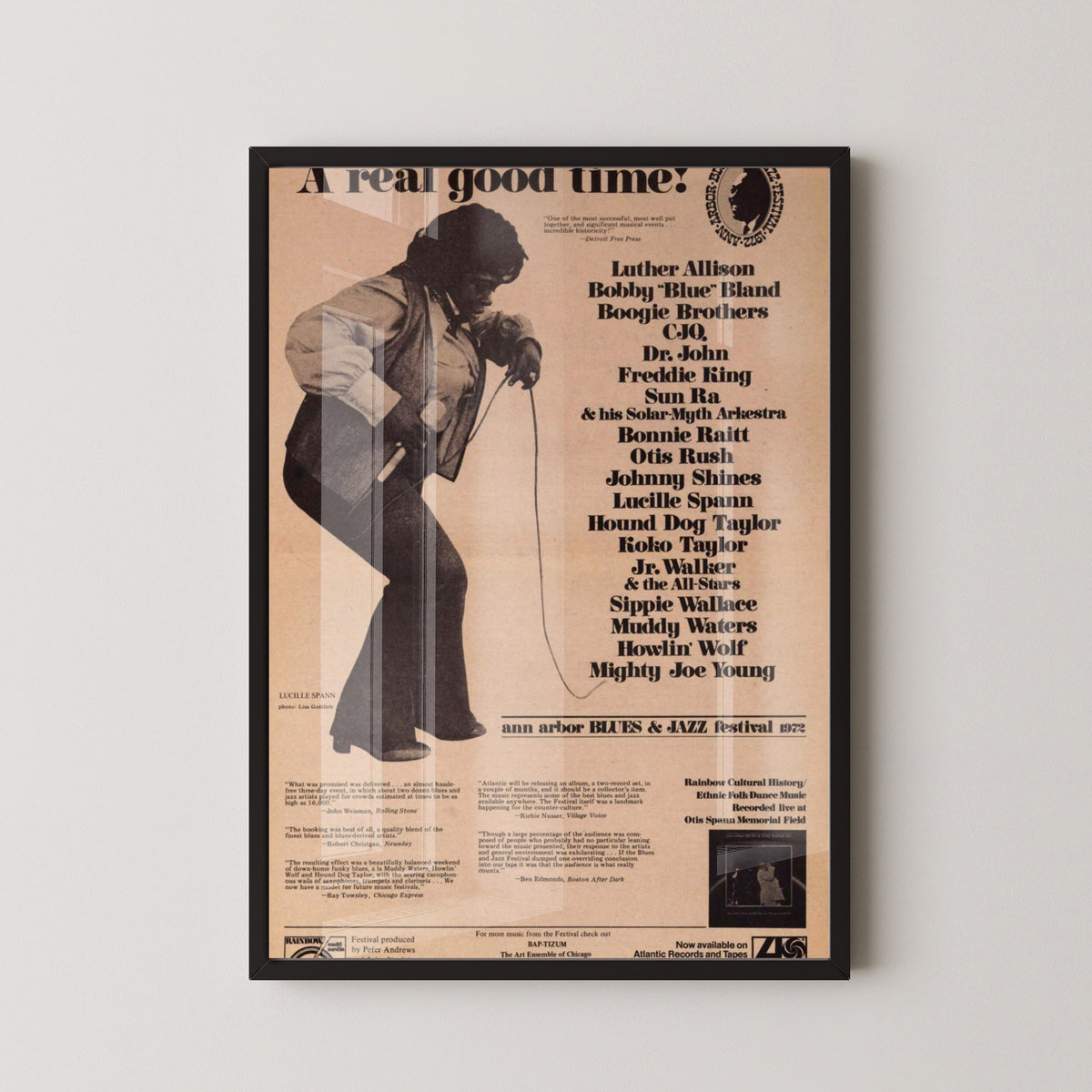 Blues & Jazz Festival Poster – Vintage Music Event Art – black frame mockup