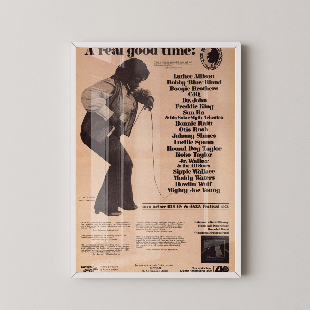 Blues & Jazz Festival Poster – Vintage Music Event Art – white frame mockup