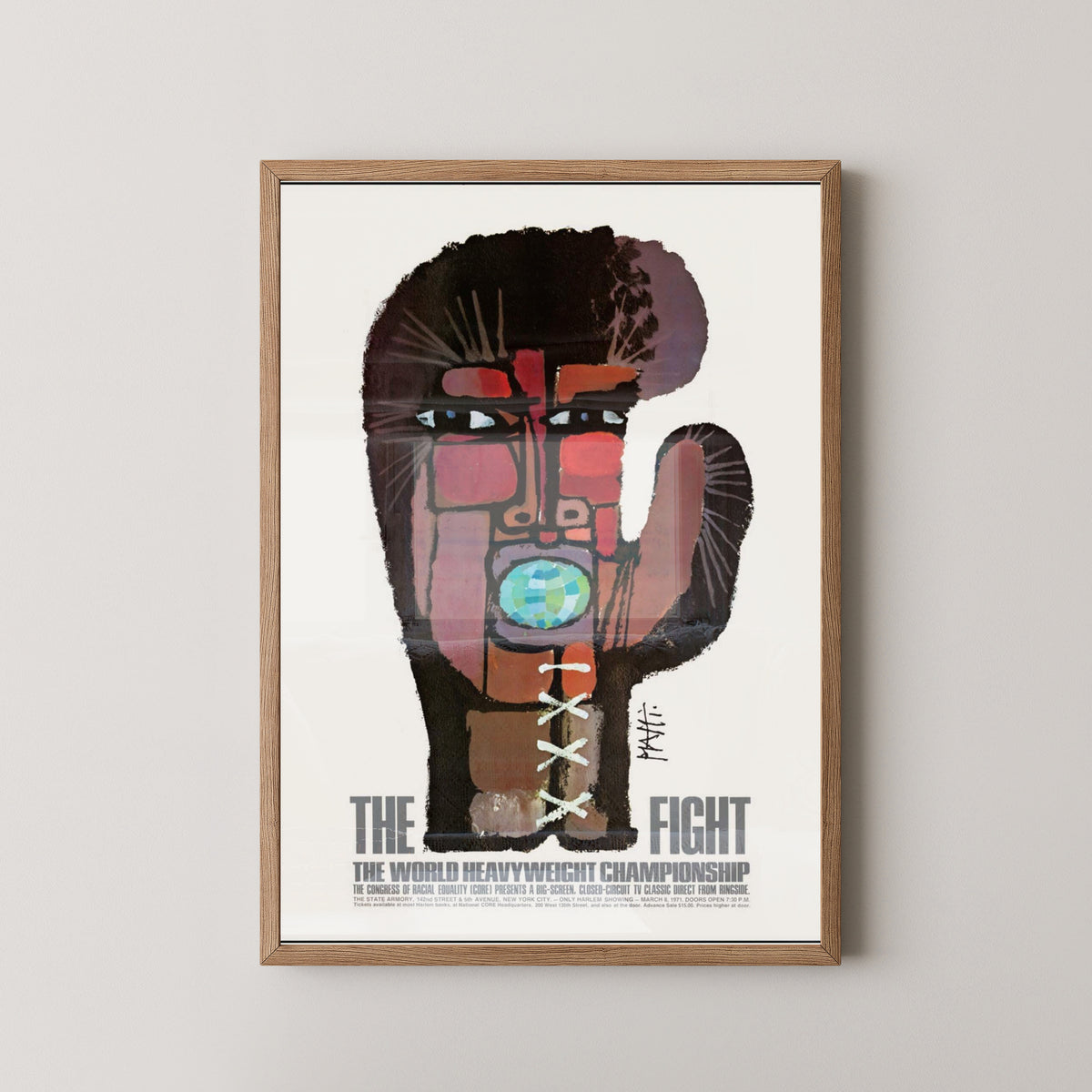 Vintage Boxing Poster | Heavyweight Championship – light wood frame mockup