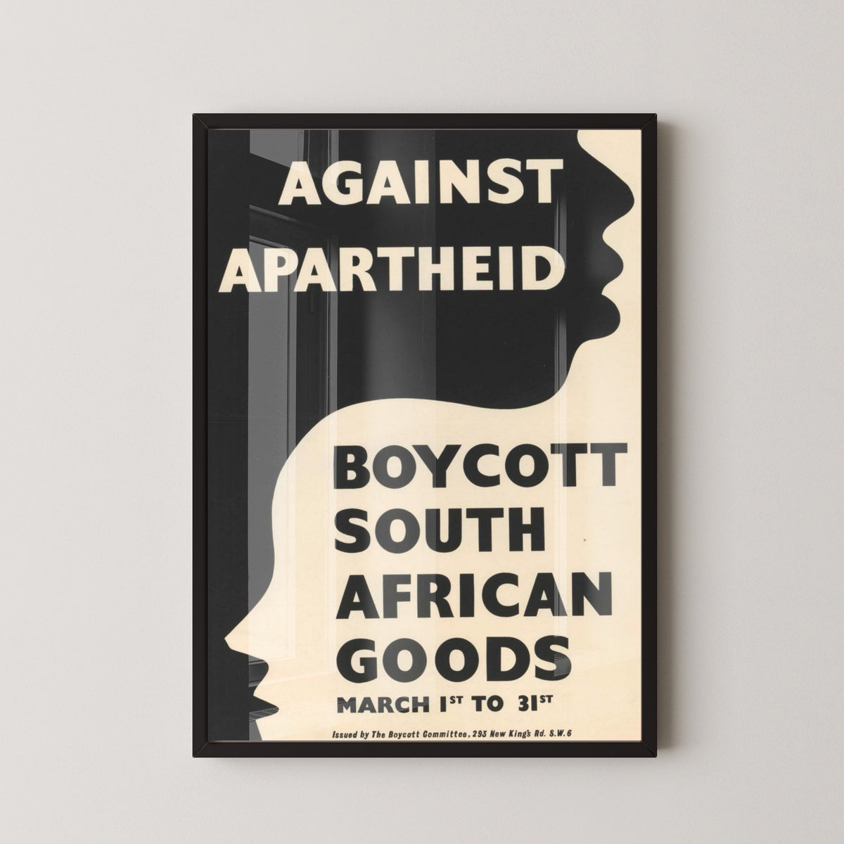 Anti-Apartheid Protest Poster – Vintage Activism Art – black frame mockup