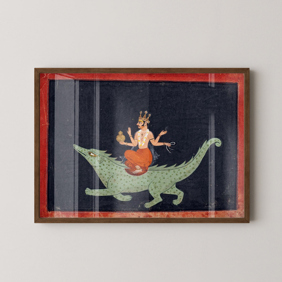Varuna Poster – Hindu God of Water & Cosmic Order – dark wood frame mockup