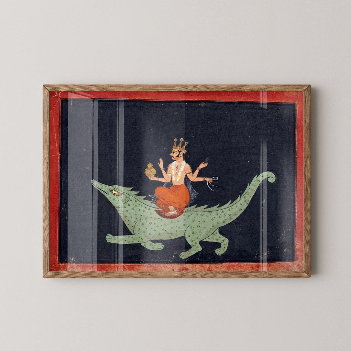Varuna Poster – Hindu God of Water & Cosmic Order – light wood frame mockup