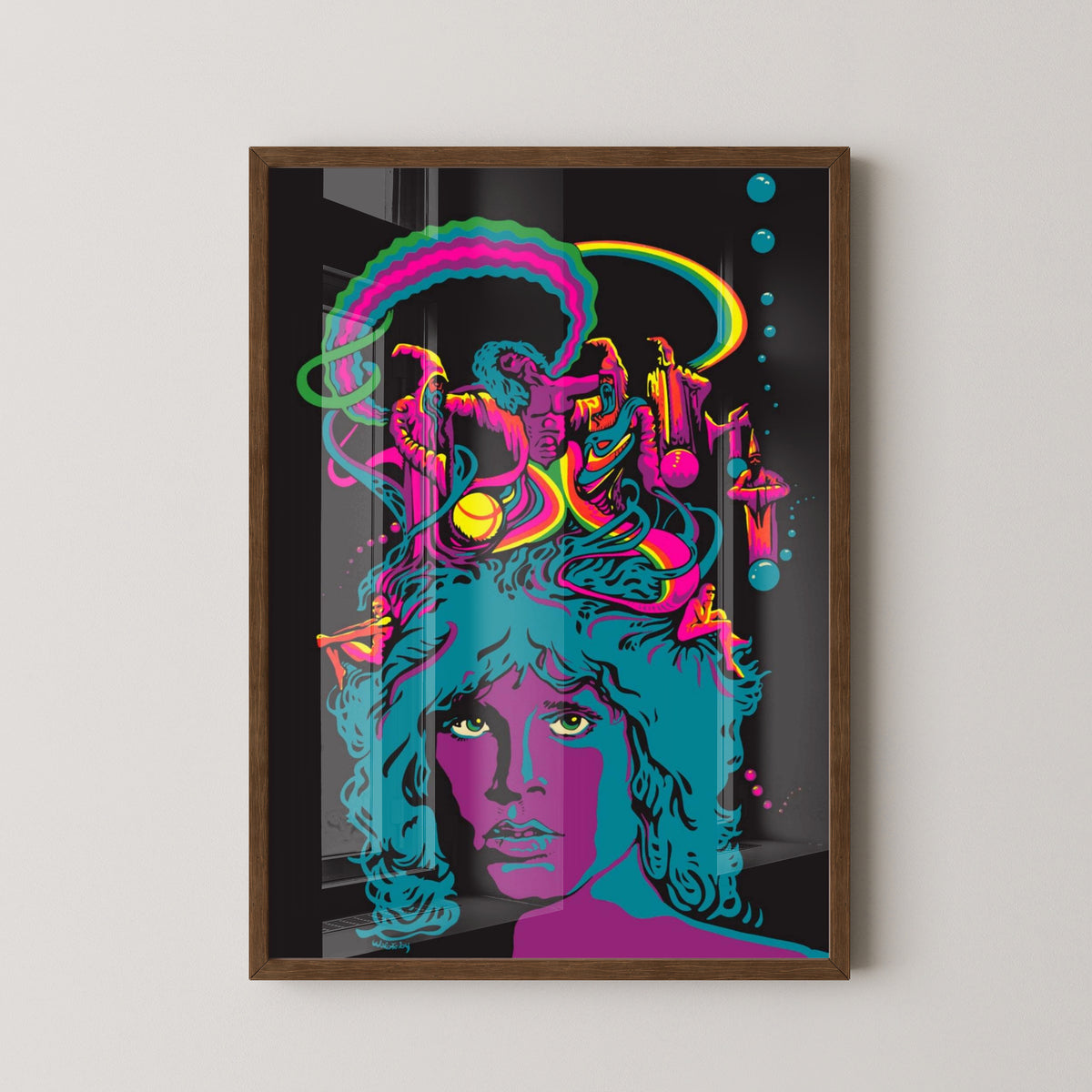 Jim Morrison Poster – Vintage The Doors Rock Art – dark wood frame mockup