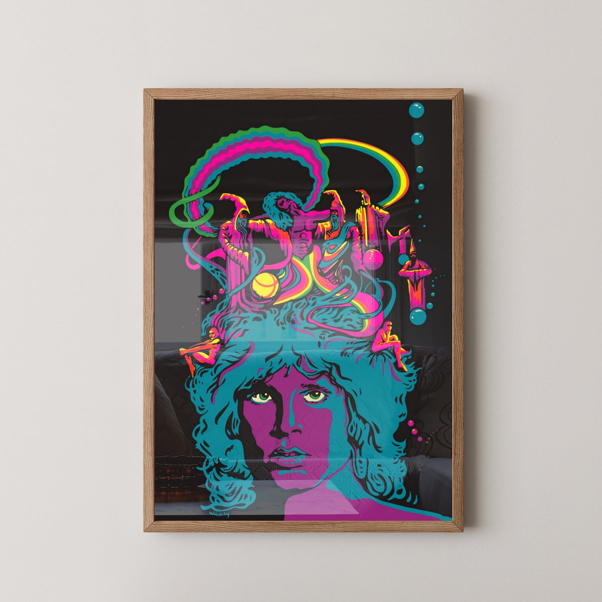 Jim Morrison Poster – Vintage The Doors Rock Art – light wood frame mockup