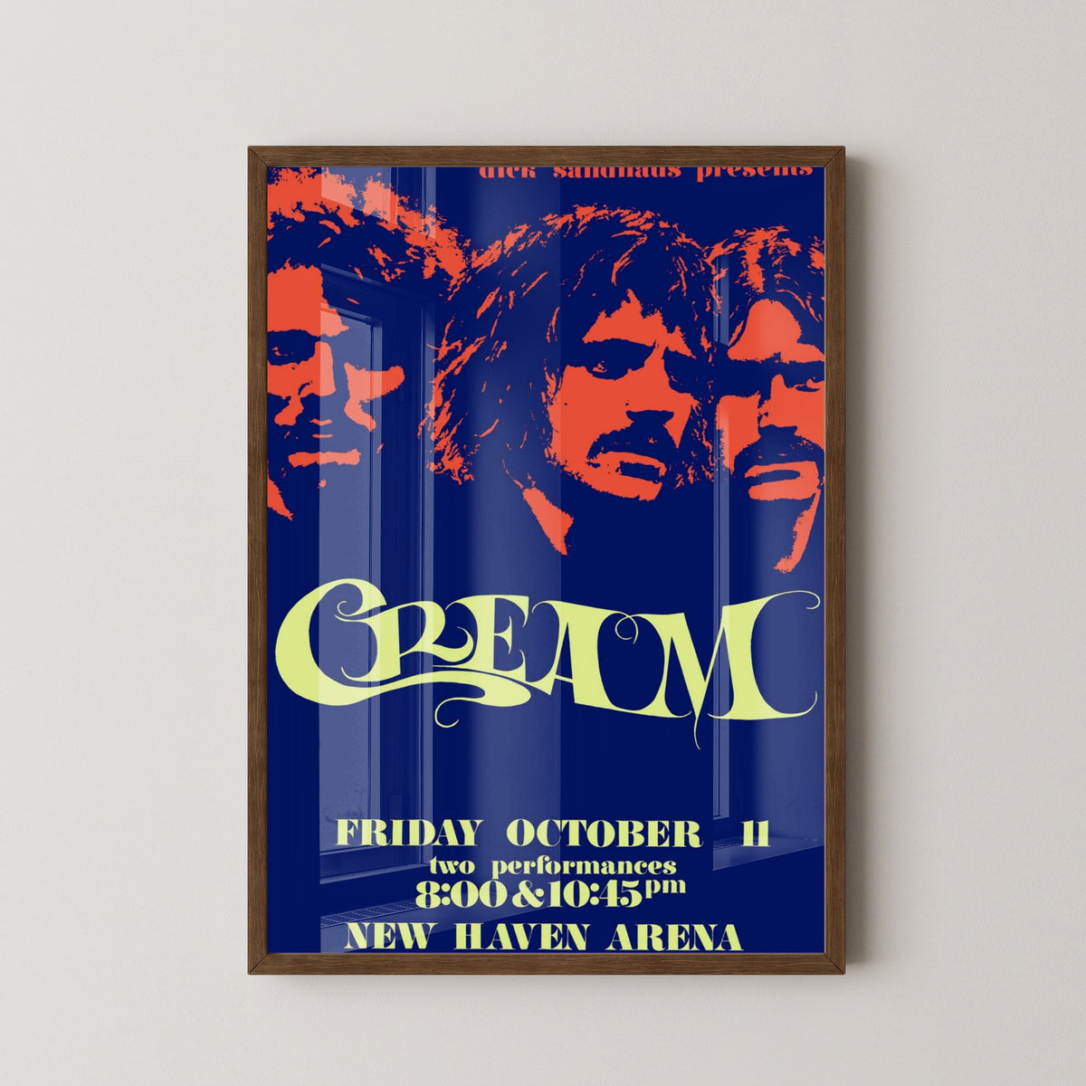 Cream New Haven Concert Poster – dark wood frame mockup