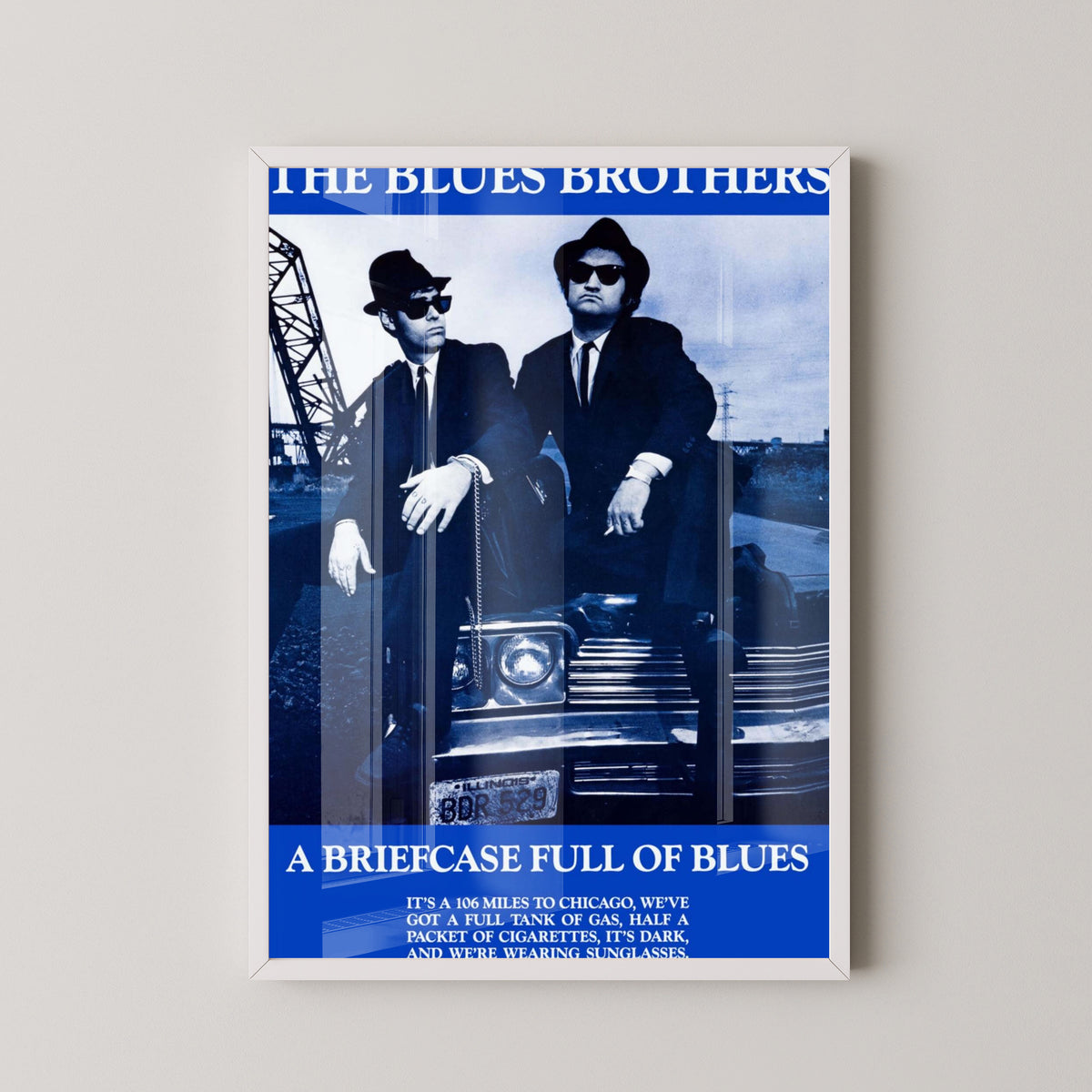 The Blues Brothers Classic Movie Poster – white frame mockup