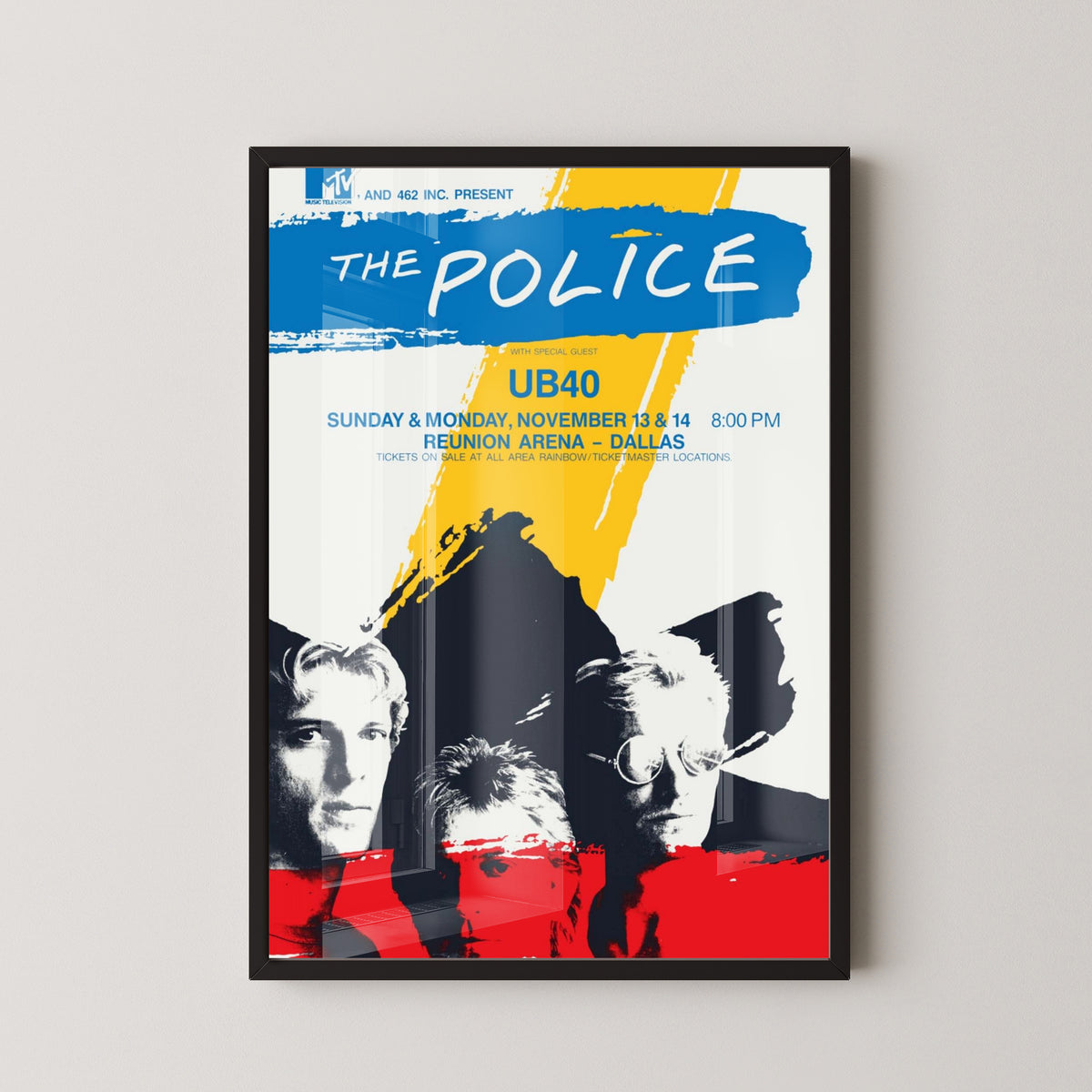 The Police Vintage Concert Poster – New Wave Rock Art – black frame mockup