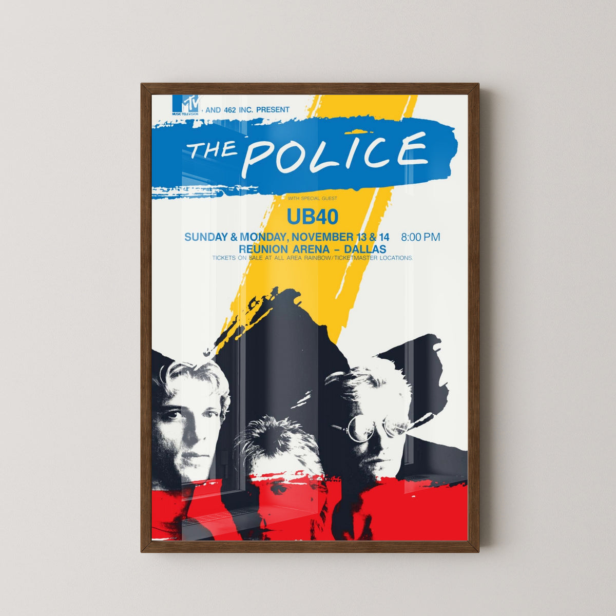 The Police Vintage Concert Poster – New Wave Rock Art – dark wood frame mockup