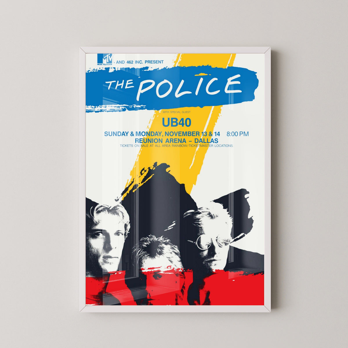 The Police Vintage Concert Poster – New Wave Rock Art – white frame mockup