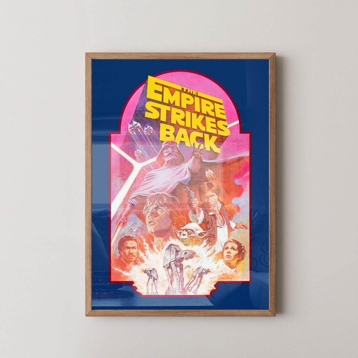 The Empire Strikes Back Poster – Star Wars Film Art – light wood frame mockup
