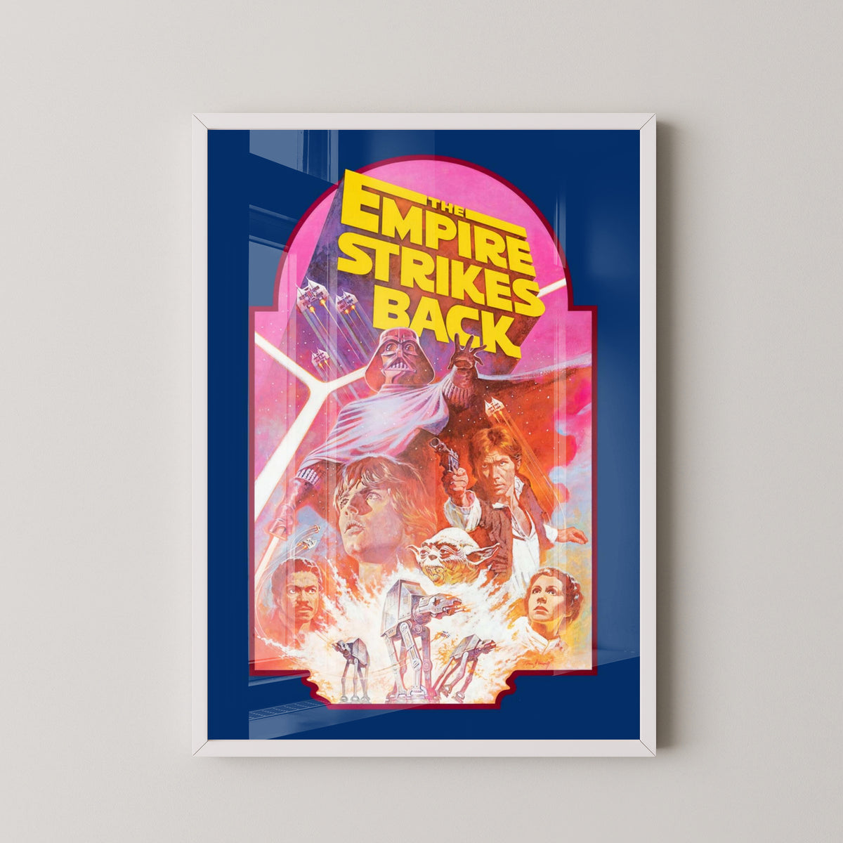 The Empire Strikes Back Poster – Star Wars Film Art – white frame mockup