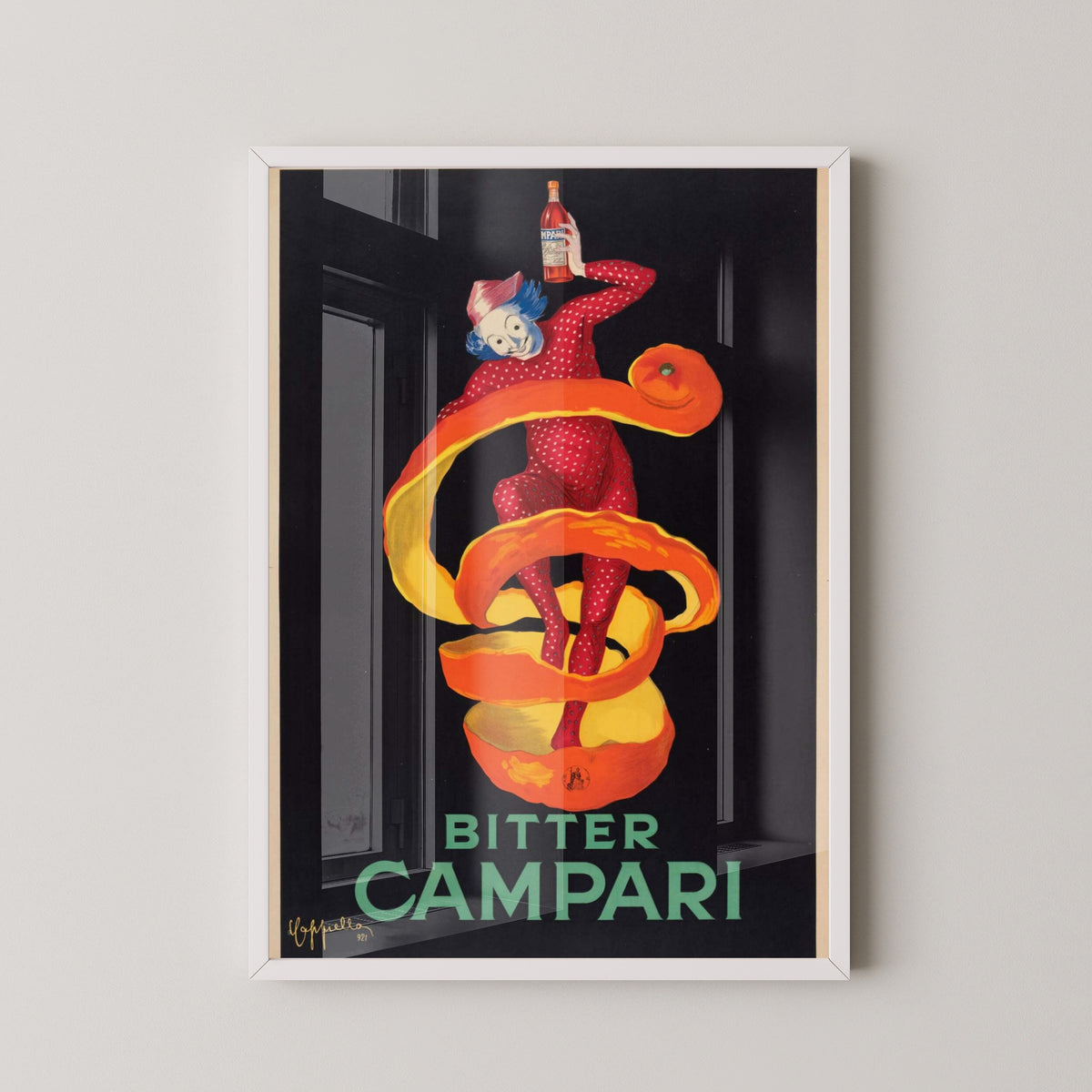 Bitter Campari Illustration Poster – Italian Aperitif Art – white frame mockup