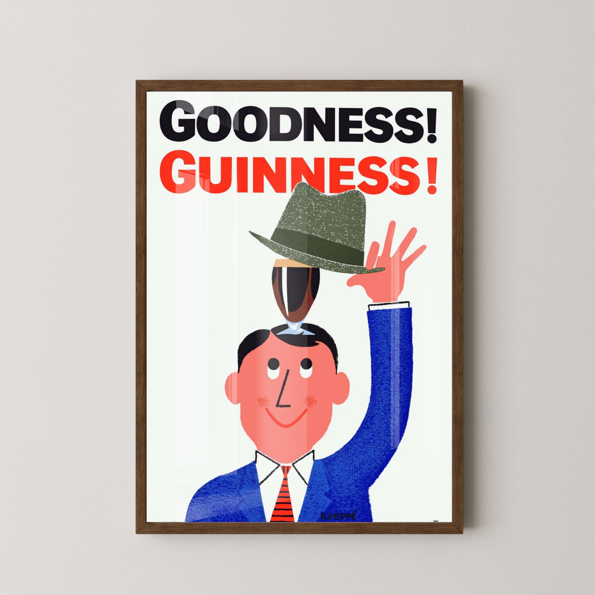 Guinness Logo Vintage Advertisement Poster – dark wood frame mockup