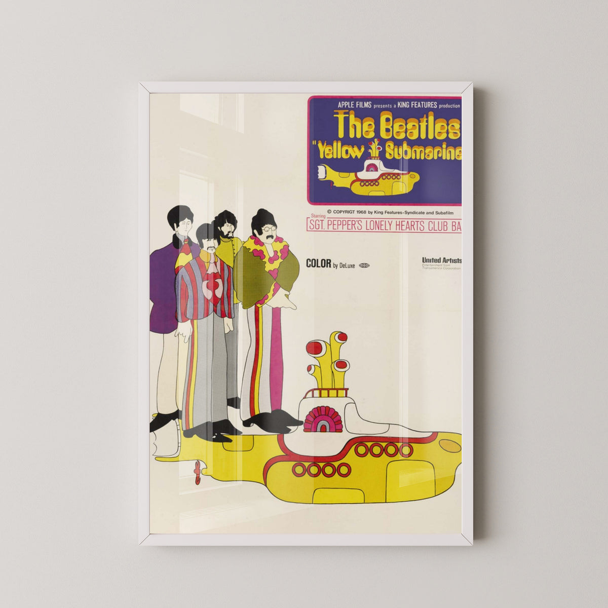 The Beatles Yellow Submarine Psychedelic Poster – white frame mockup