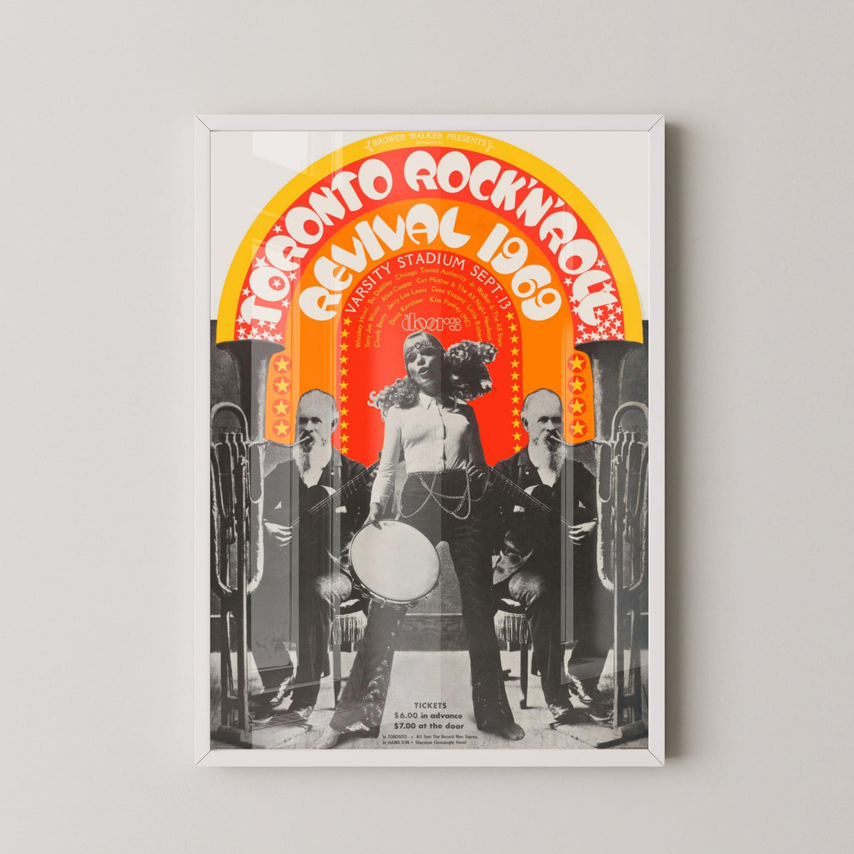 Toronto Rock and Roll Revival 1969 Festival Poster – white frame mockup