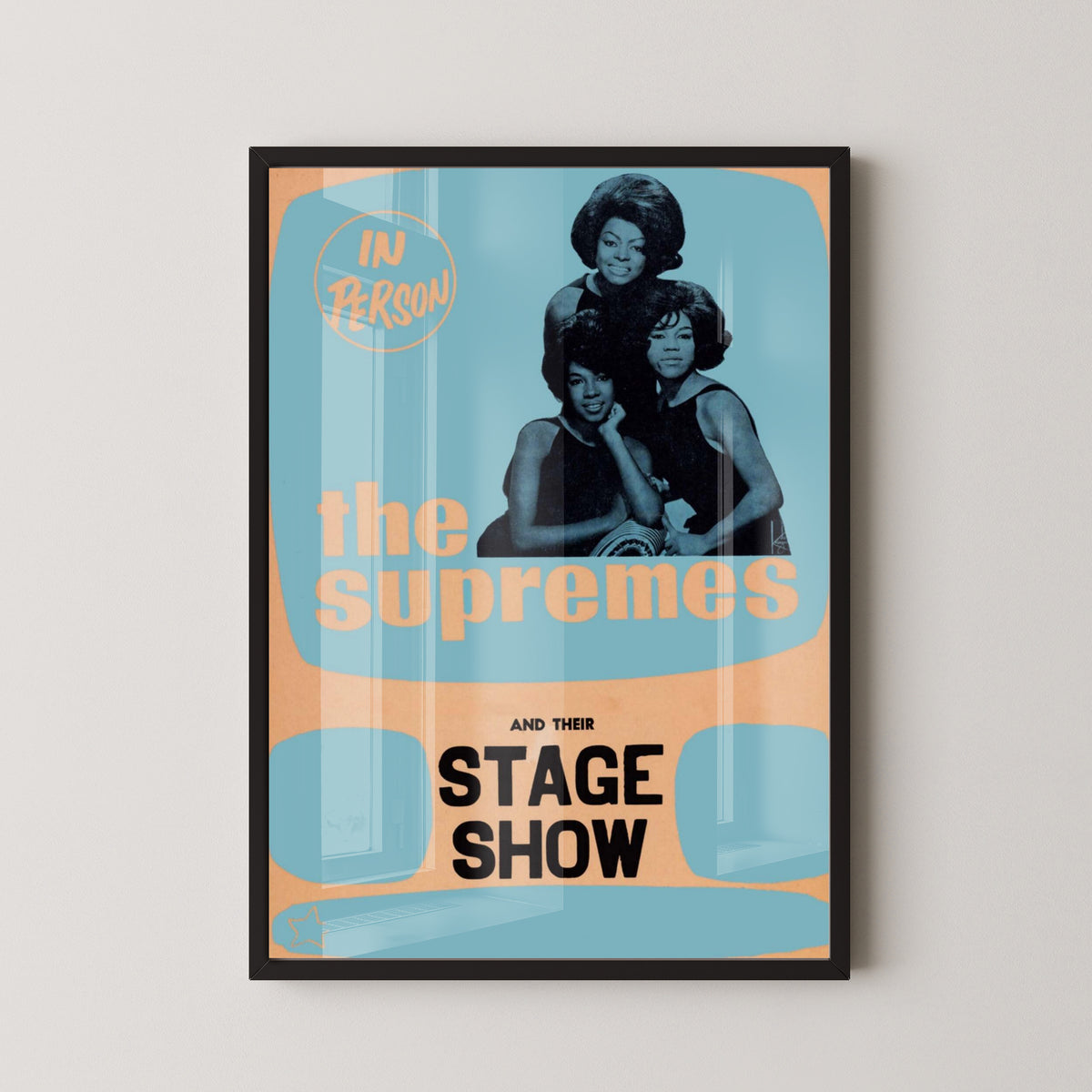 The Supremes Vintage Group Concert Poster – black frame mockup