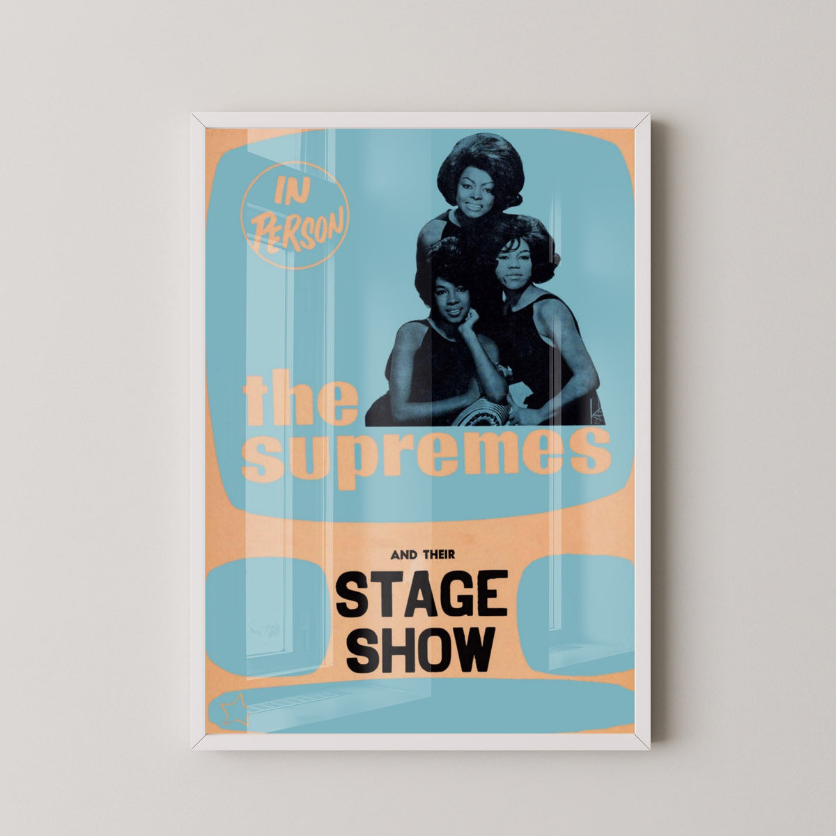 The Supremes Vintage Group Concert Poster – white frame mockup