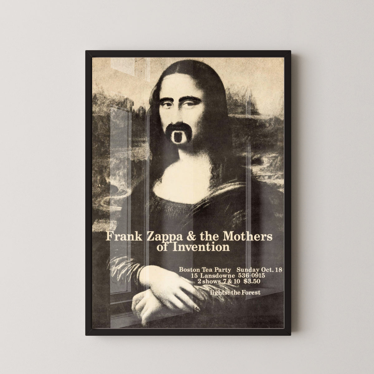 Frank Zappa Mona Lisa Poster – Surreal Rock Art – black frame mockup