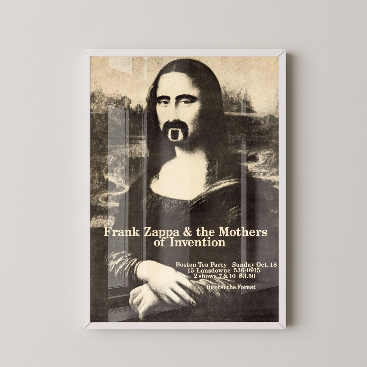 Frank Zappa Mona Lisa Poster – Surreal Rock Art – white frame mockup