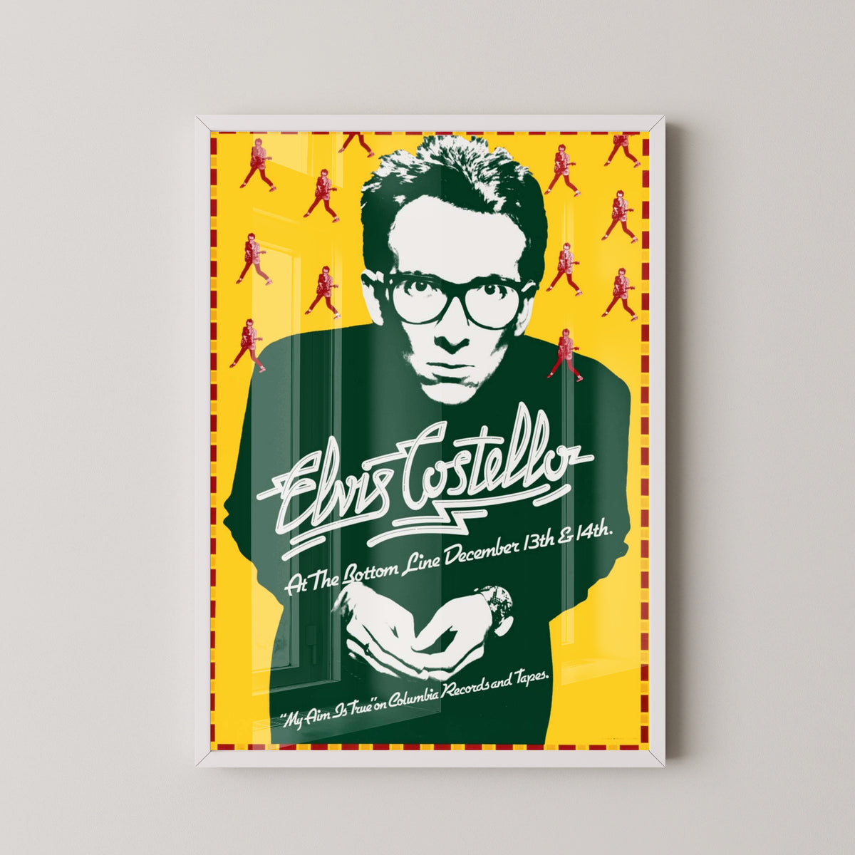 Elvis Costello Concert Poster – New Wave Rock Art – white frame mockup