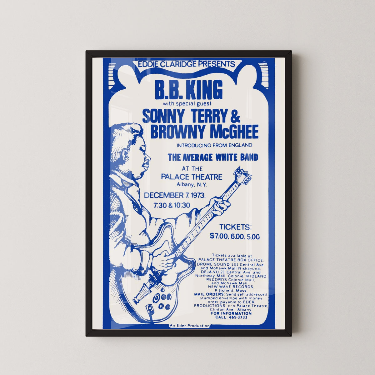 B.B. King Vintage Event Concert Poster – black frame mockup