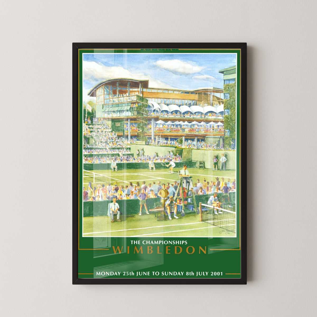 Vintage Wimbledon Poster | Classic Tennis Wall Art – black frame mockup