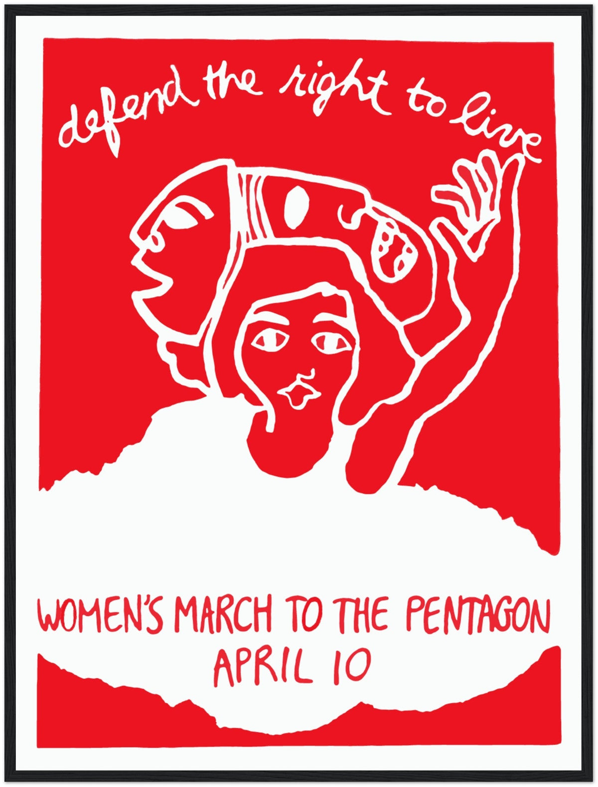 Women’s March on the Pentagon Poster – Feminist Protest Art – black frame mockup
